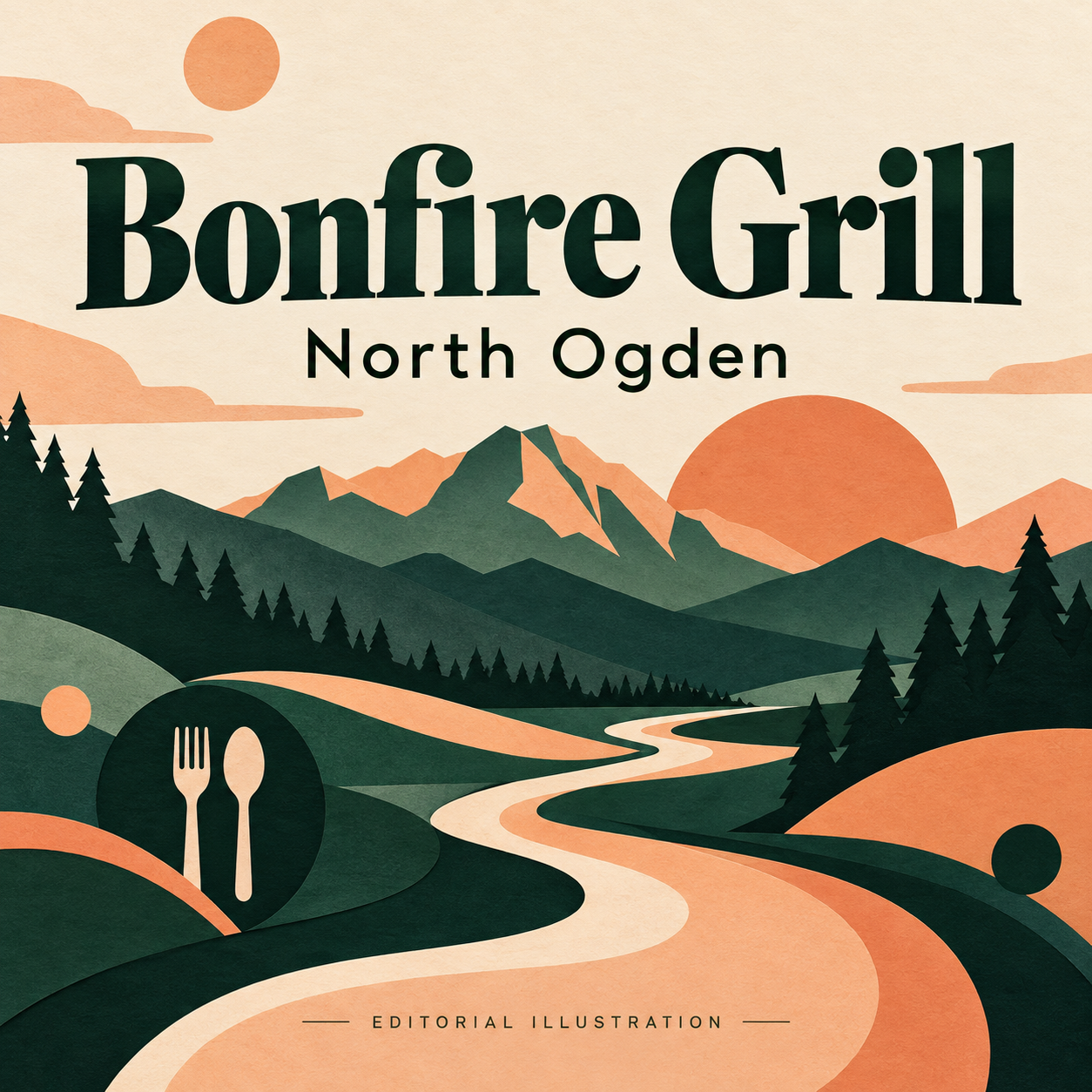 AI-generated editorial illustration for Bonfire Grill